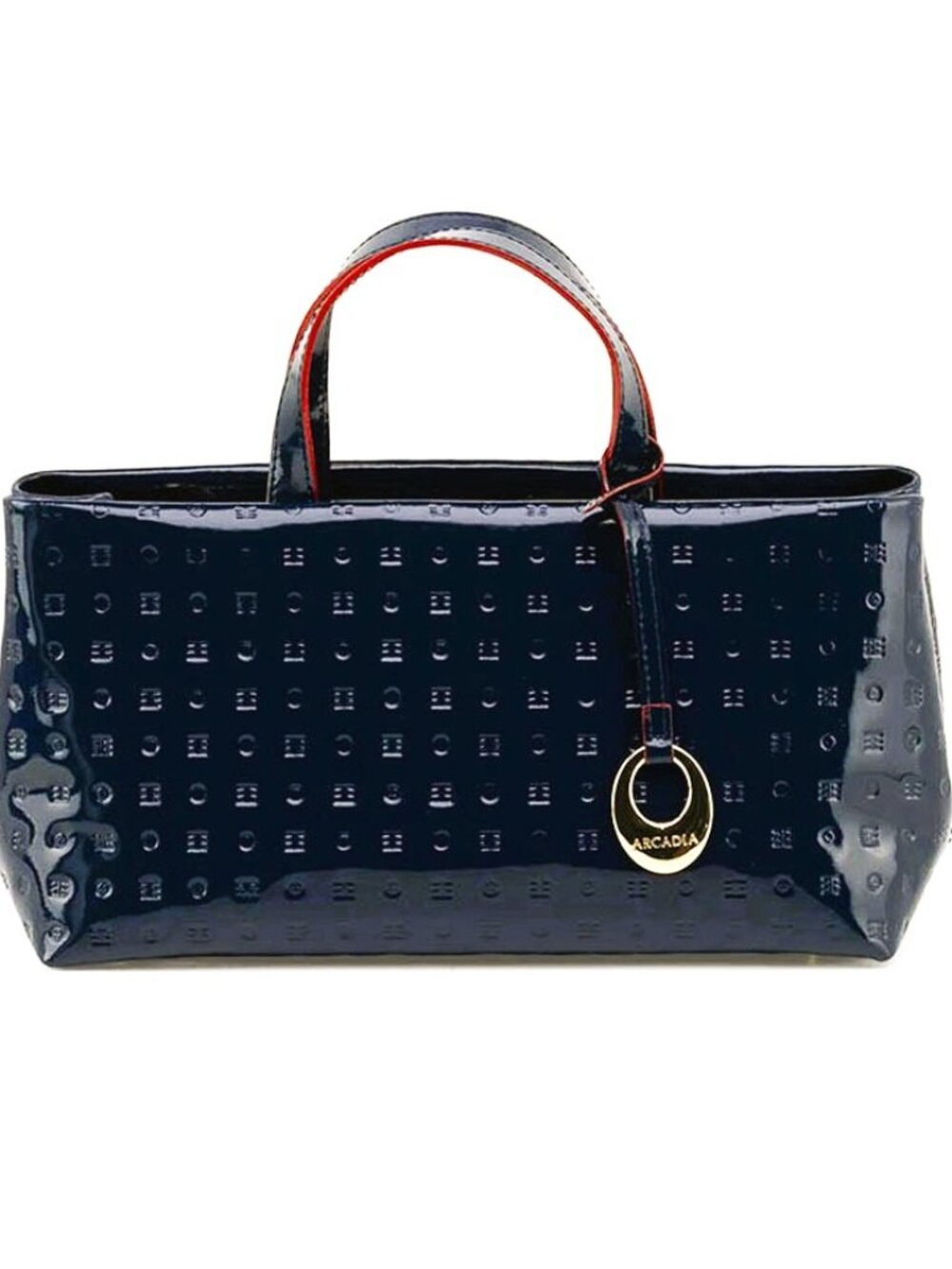 NWT ✅ ARCADIA  Natalia EW Patent Leather NAVY BLUE Large Baguette Bag  #1576